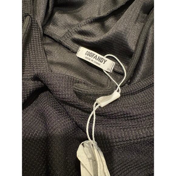 NWT COOFANDY Men's Black Waffle Knit Hoodie Pullover Sweater XXL - Picture 10 of 13